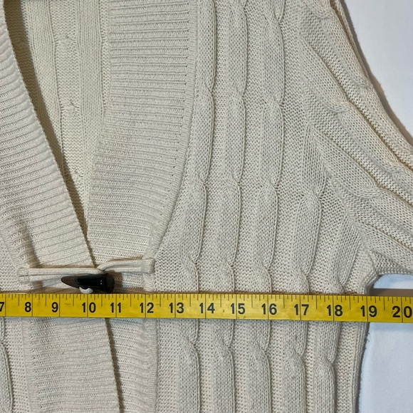 Talbots Cardigan Sweater Cable Knit Shawl Collar Large Petite Wool Cotton blend - Picture 4 of 8